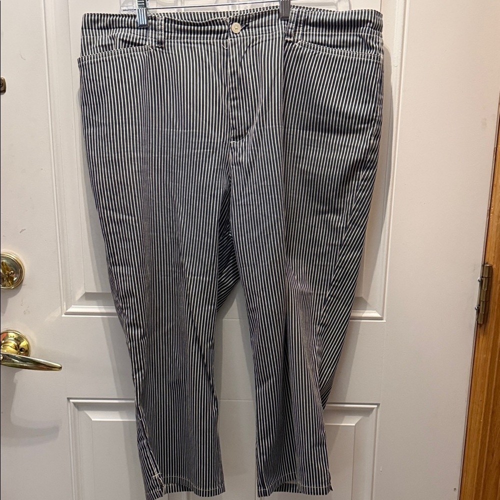 Chaps Black and White Pinstripe Straight Leg Pants